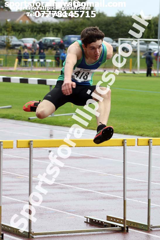 Mens under-17s 400 metres hurdles, Northern Under-17s/U-15s and U13s Champs, Leigh Sports Village, Leigh. Photo: David T. Hewitson/Sports for All Pics